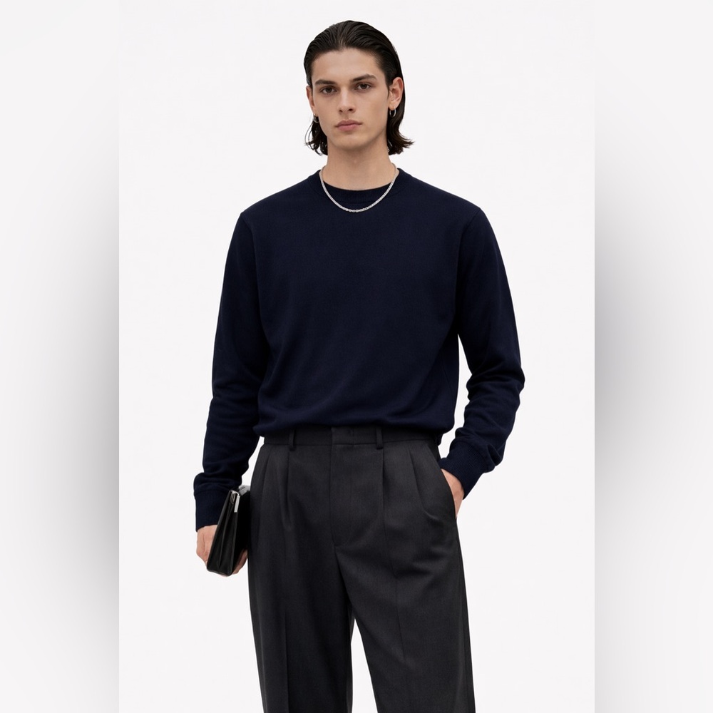 BANANA REPUBLIC - Merino Wool Sweater Navy Crewneck Minimalist